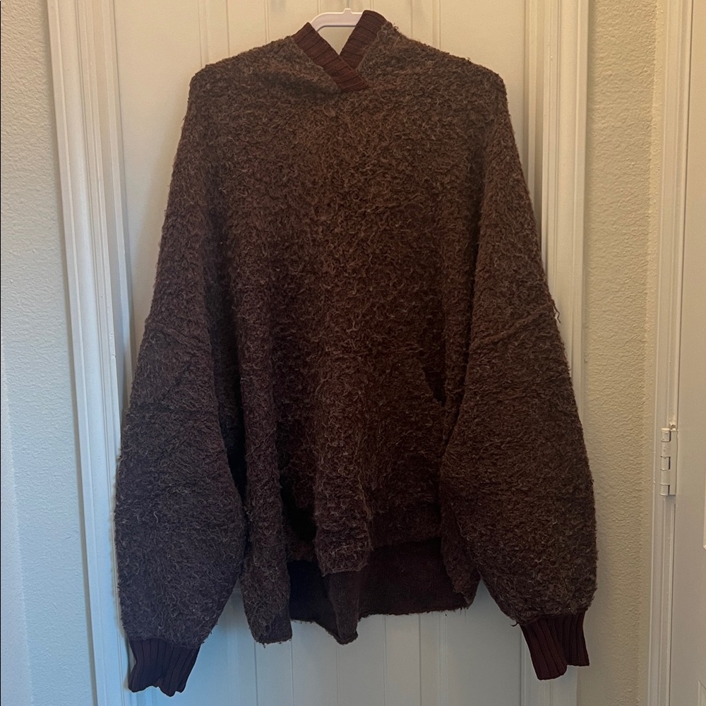 Free People Knit Trimmed Hoodie Sweater.